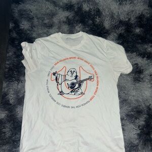 True Religion White Short Sleeve Tee with Graphic Design